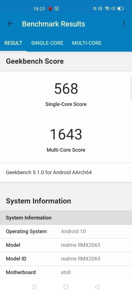 Realme 6 Pro with Snapdragon Geekbench