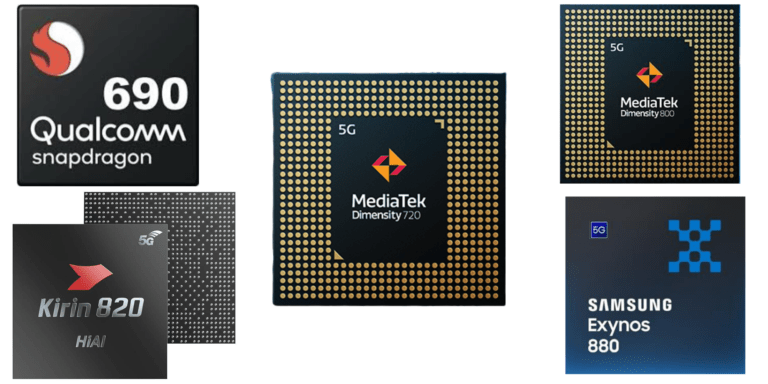 Mediatek Dimensity 720 vs Qualcomm Snapdragon 690 vs Kirin 820 vs Exynos 880 Specification Compared – 5G is getting cheap