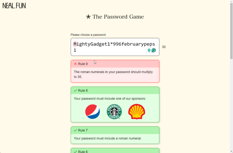Password Game Rule 9 Guide: Which Roman Numerals Multiply to 35?